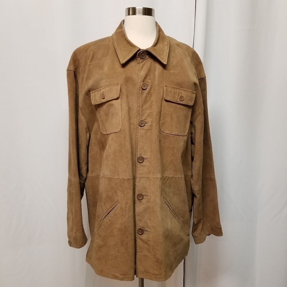 Vintage Paradise Collection Suede Leather Button Down Utility‎ Coat Woman's XL